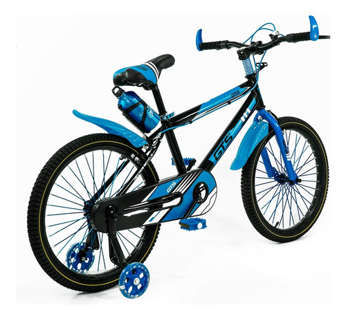 Bicicleta Tipo Mountain Bike De Niño Rodado 20 Con Rueditas Color Azul