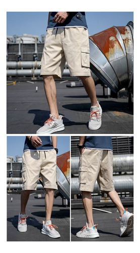Bermudas De Algodón Tipo Cargo Para Hombre, Casuales
