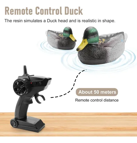 Barco de pato de control remoto, juguete de pato RC realista de 13 pulgadas, bote de control remoto impermeable con doble propulsor, señuelo de pato de agua de carga USB para niños