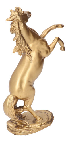 Estatua De Caballo, Material De Resina, Acabado Dorado, Deco