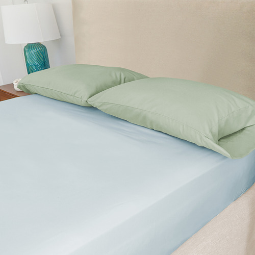 Sábana Ajustable Dues Hotel Collection King Mix And Match 2u Color NARANJA OSCURO-AZUL CLARO Diseño de la tela Liso