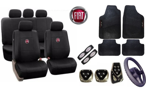 Capa Banco Couro Preto Kit + Tapetes + Brindes Argo