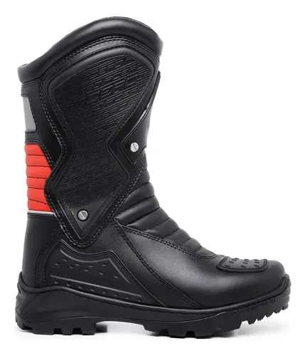 Bota Motociclista Couro Animal Speed Cano Alto com Proteções