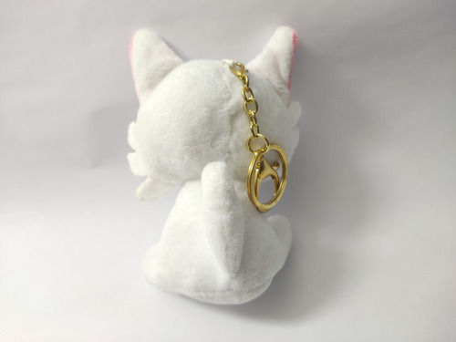 Gato Blanco Ojo Chimuelo Kawaii Tierno Peluche Llavero Michi