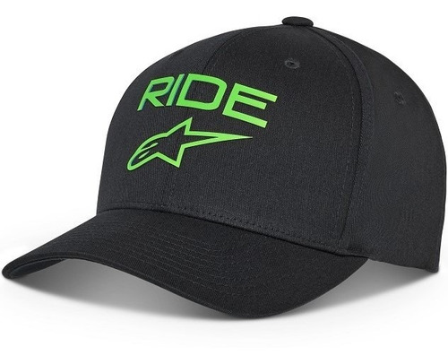 Boné Alpinestars Ride Transfer Preto Verde Aba Curvada