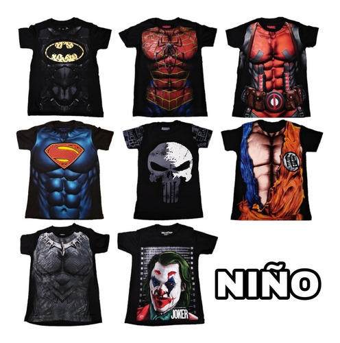 Playera Spandex Thor Batman Spiderman Joker Hulk Flash Robin