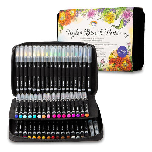 50 Marcadores Acuarelables Colorya Punta De Pincel + 2 Brush