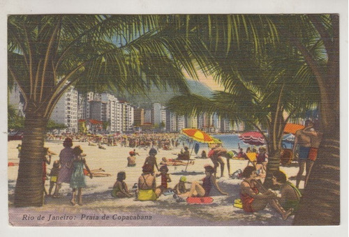 1971 Postal Usa Rio De Janeiro Escena Playa Copacabana Color