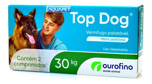 Vermífugo Top Dog 30 Kg 2 Comprimidos Para Cachorros Cães