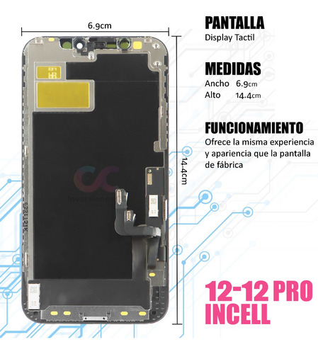 Pantalla Display/táctil iPhone 12, 12 Pro A2341 A2406 Incell