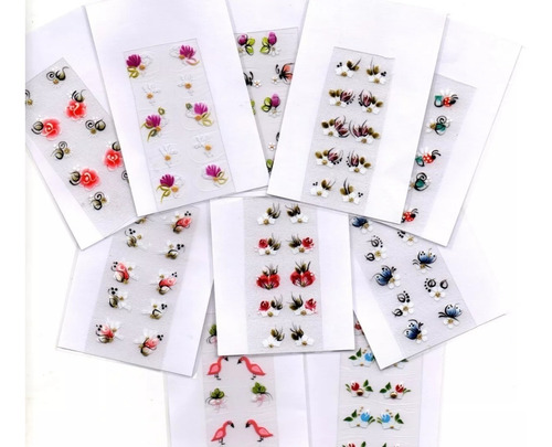 Kit 20 Cartelas Adesivos Unhas Decoradas Películas Artesanal