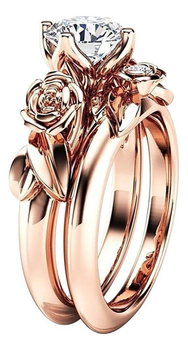 Anillos Para Pareja Creativa Flor Rosa Diamante