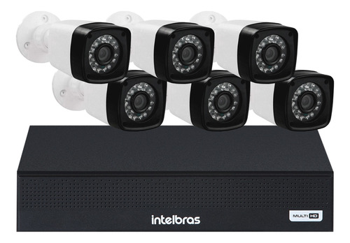Kit Dvr Intelbras 8 Canais H.265 6 Câmeras 20 Metros Full Hd