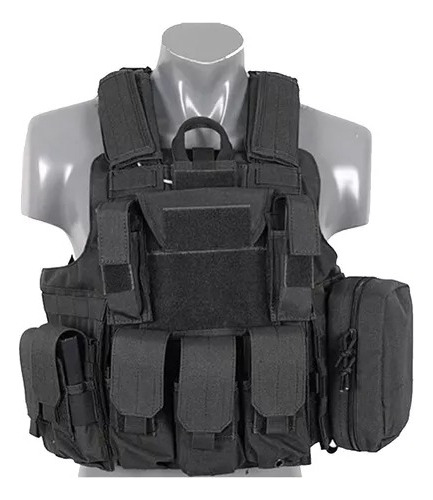 Imagen 1 de 5 de Chaleco Tactico Ciras Negro Airsoft Militar Policial