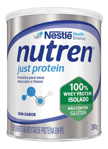 Nutren Just Protein, Nestlé, 280 g, 100% proteína de suero de leche, sin sabor