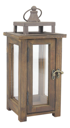 Stonebriar Farol Decorativo De Madera Rustica Con Asa Y Puer