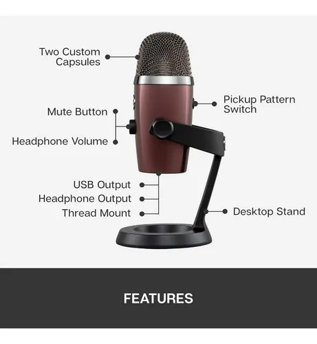 Logitech Blue Yeti Nano Micrófono Usb Color Chocolate (Reacondicionado)