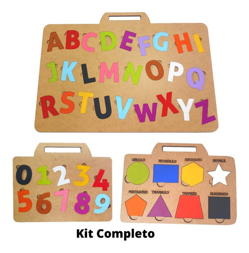 Brinquedo Pedagogico Educativo Kit Alfabeto Números Formas