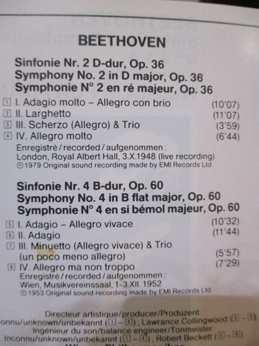 Imagen 3 de 5 de Beethoven - Symphonies Nos. 2 & 4. Wilhelm Furtwängler
