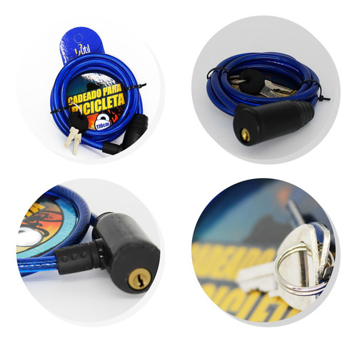 Cadeado Para Bicicleta Com Chave 123útil Original Cor:azul