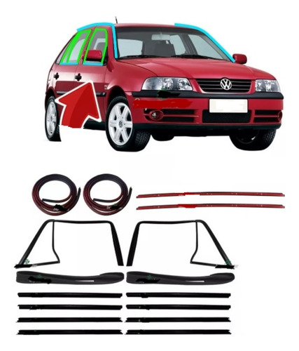 Kit Borracha Canaleta Pestana Pingadeira Gol G3 G4 4 Portas