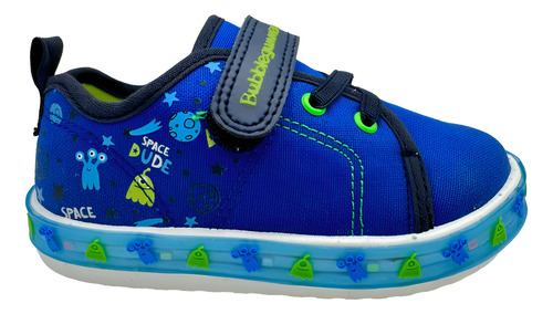 Tenis Bubble Gummers Niño Mod. Tren Azul Con Luces Y Velcro