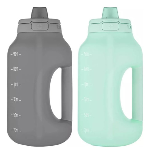 Pack De 2 Botellas De Agua Ello Con Popote 1.9 L Gris/verde Color Gris