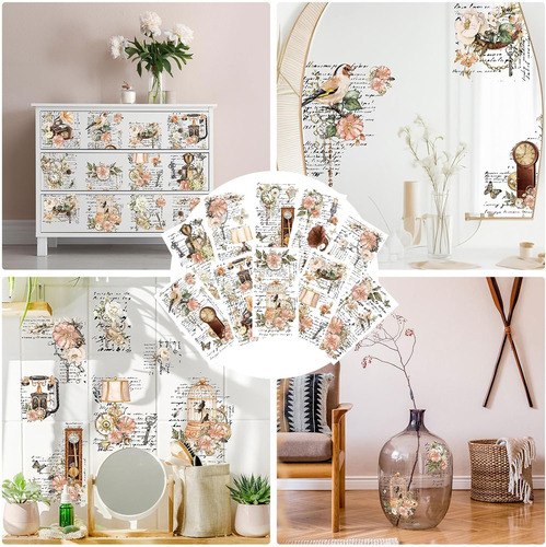 Whaline 10 Hojas De Transferencias De Flores Para Muebles Y