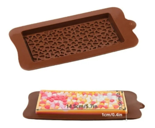 Molde Silicon Tableta De Chocolate Corazones