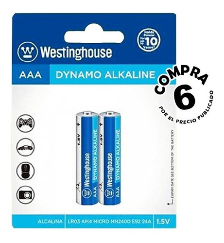 Pilas Aaa Alcalina (6 Blister-12pilas) Westinghouse Lr03-bp2