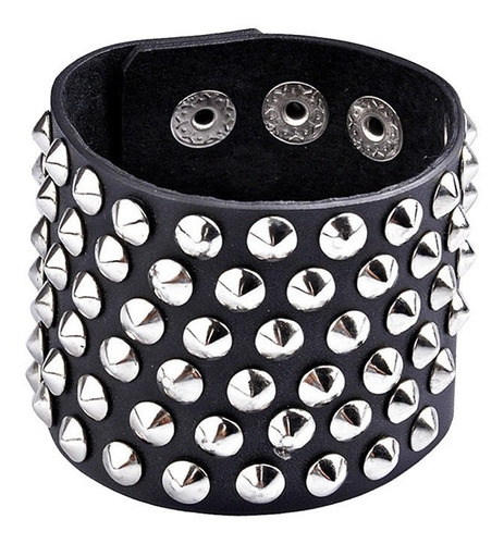 Pulsera Brazalete De Cuero Rock Remache Gotico Punk Ancho 5c