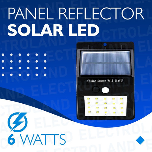 Imagen 2 de 10 de Aplique Reflector Led Panel Solar Sensor Movimiento 20 Leds