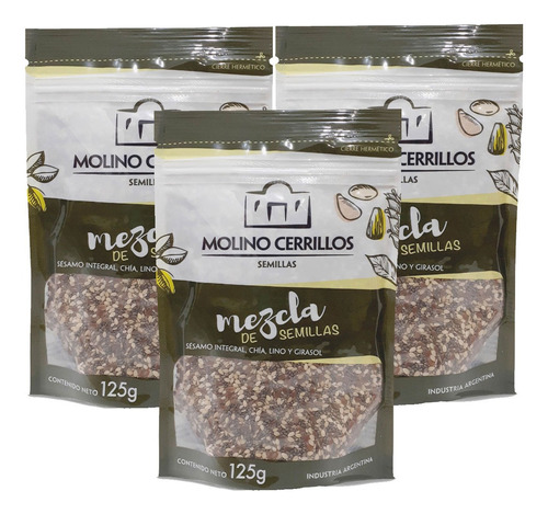 Mix Semillas Molino Cerrillos Sesamo Chia Lino 125g Pack X3