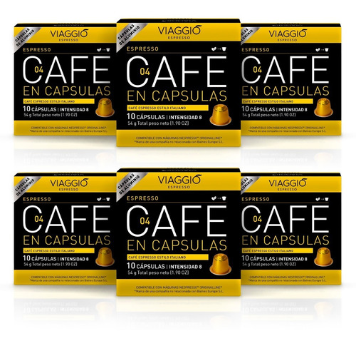 60 Cápsulas Café Viaggio Espresso Compatible Con Nespresso