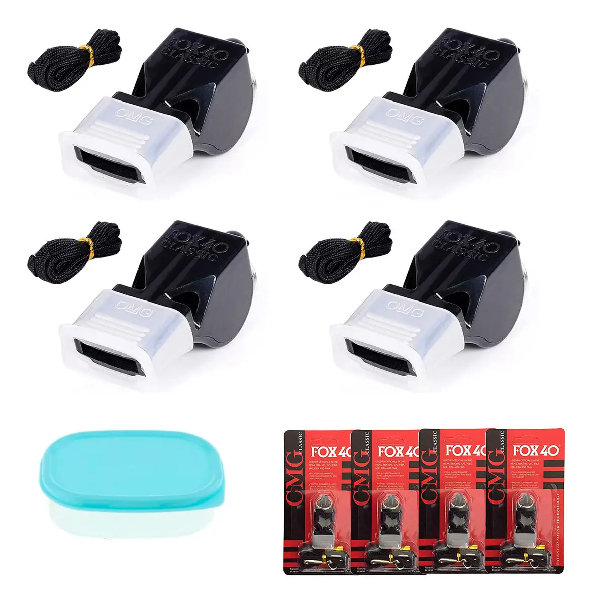 Silbato Profesional 115dB Abigale Pack 4 Unid Sin Bola Negro Deportivo