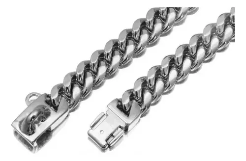 Coleira Para Cachorro Em Aço Inox 14mm Prateada 26cm Prateado 26 Cm ...