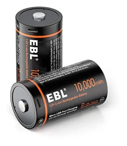 Baterías D Recargables Li-ion Ebl 1.5v 10000mwh (2pack)
