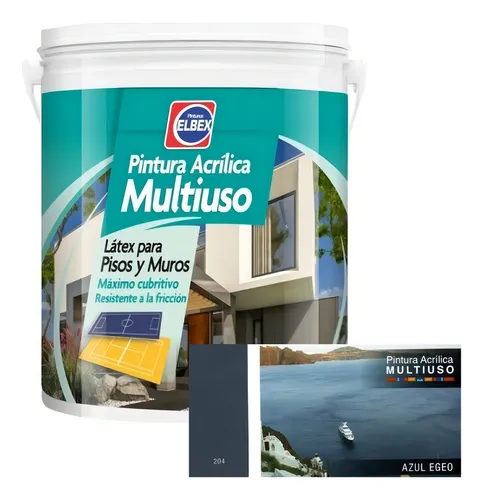 Pintura Pisos - Multiuso Elbex 1lt Azul Egeo Acabado Mate