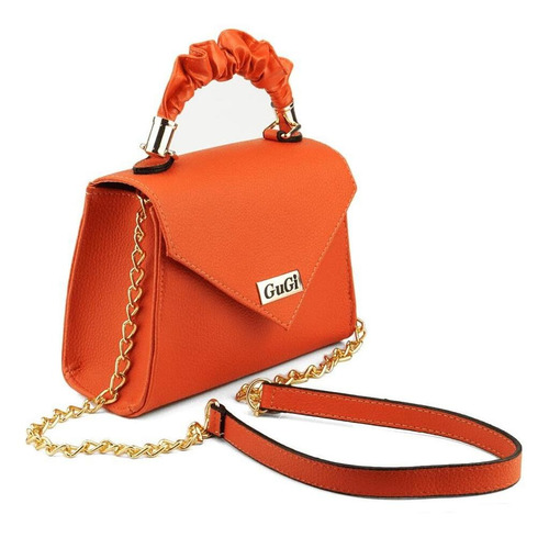 Bolsa Feminina Transversal Quadrada Com Alça De Mão Fashion Cor Laranja