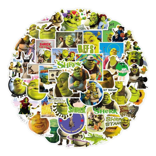 Imagen 1 de 3 de Shrek - Set De 50 Stickers / Calcomanias / Pegatinas
