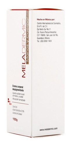 Imagen 6 de 8 de Crema Aclaradora Despigmentante Corporal Meladermic 150gr