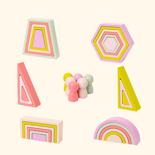 Bloques De Construcción De Madera, Apilador De Arco Iris,