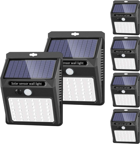 Pack 6 Aplique Lampara Solar Con Sensor Pared Muro Exterior 