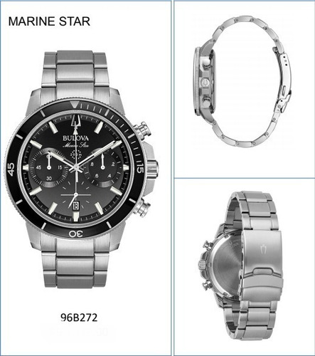 Relógio Bulova Masculino Marine Star 96b272 Aço Prata