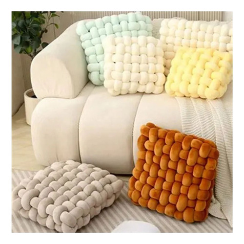 Cojín Decorativo Trenzado Cojin Cuadrado Para Silla Sofa Gris Trenzado