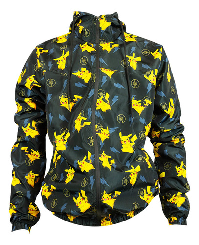 Chamarra Rompevientos Para Hombre Con Gorro Pikachu