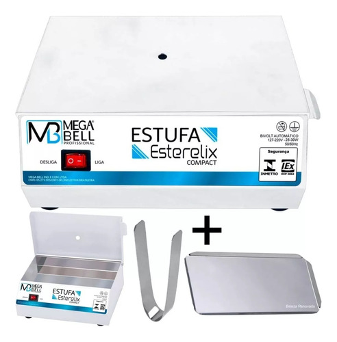 Estufa Manicure Esterilizadora Alicates Unha + Kit Mega Bell Cor Branco 127V/240V