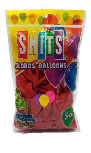 Globos Smits #9 C/50 Estandar Colores Smi1x1 Color Rojo