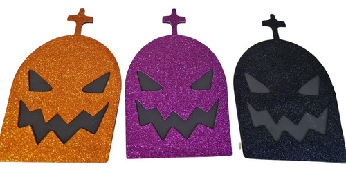 Kit Decoração De Halloween 12 Lápides Em Eva Glitter Sortido