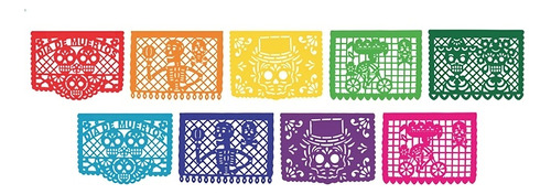 Decoración Tira 1/2 Colores Plástico Día De Muertos 10pz